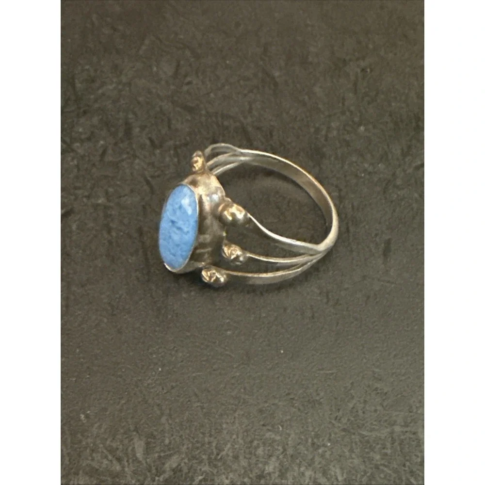 Vintage Southwest Style Sterling Silver Turquoise Ring Size 6 1/2